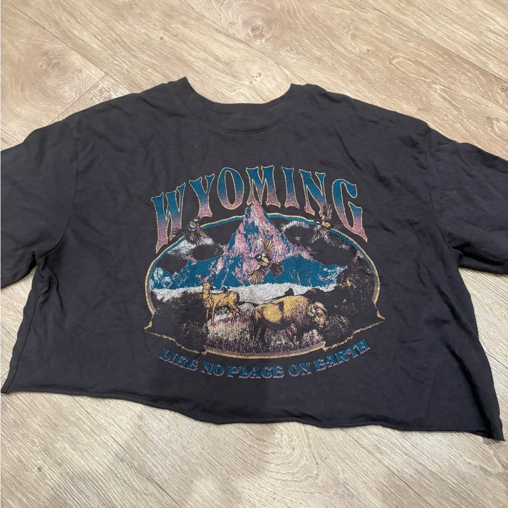 5/$25 Fifth Sun Black Graphic Tee with Teal Pink Gold Accents